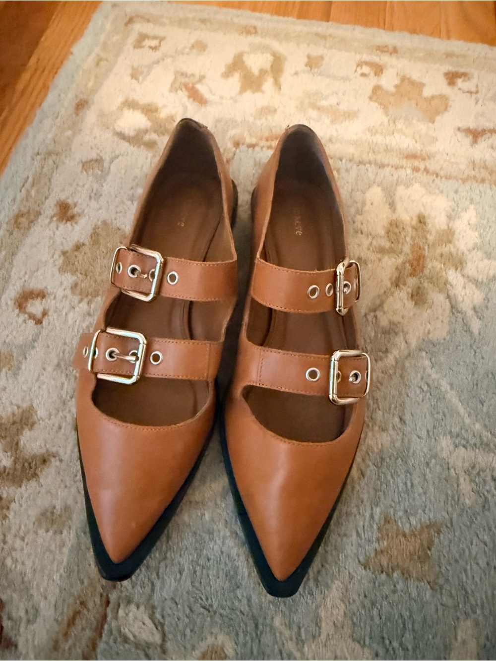 Maeve Tan Moto Mary Jane Pointed Flat - Picture 4 of 8